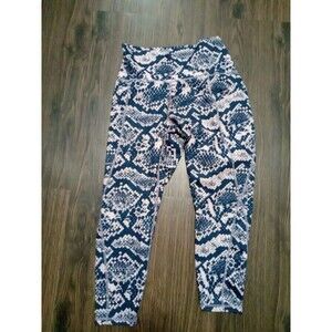 Free Leaper womens Cropped Running Pants Size Xl Purple Blue Print Stretch